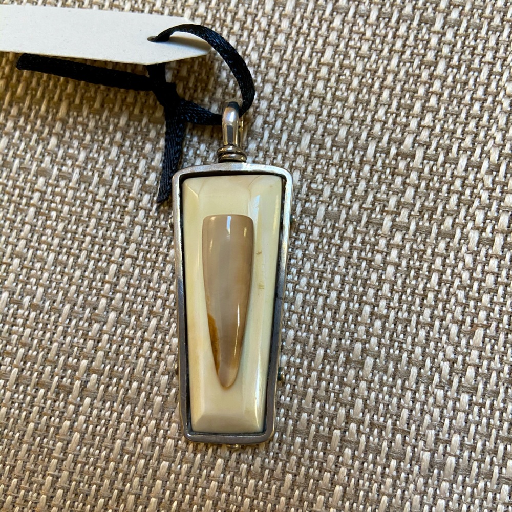 Sterling fossil mammoth/fossil walrus pendant